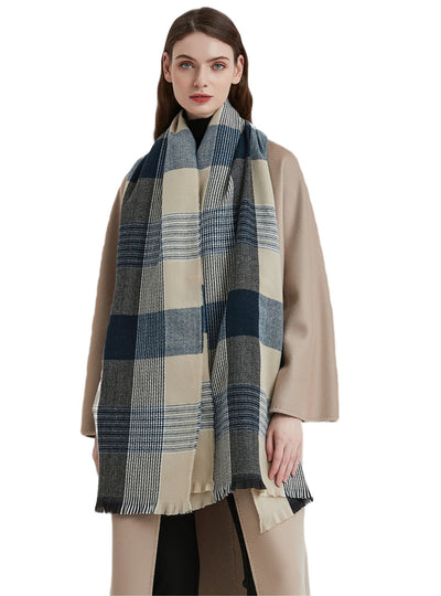 Women Checked Warm Scarf