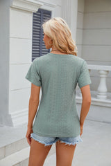 Solid Color V-neck Loose Short Sleeve T-shirt