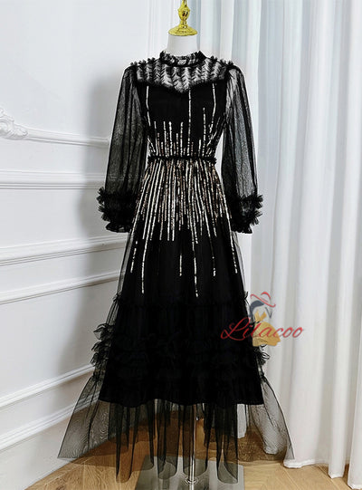 Mesh Heavy Industry Perspective Dress