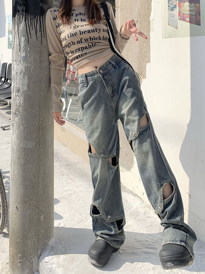 High Waist Straight Wide Leg Jeans