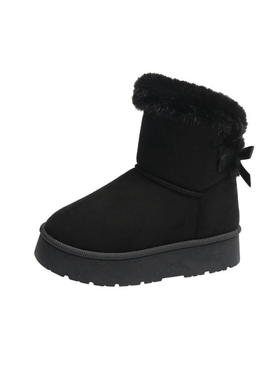 Plush Thick Bow Snow Boots