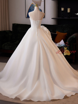 Fashion White Strapless 3D Flower Wedding Dress