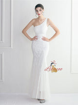 Sequins One Shoulder Beading Prom Dress