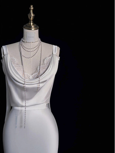 White Mermaid Satin Wedding Dress