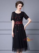 Champagne Sequins Flower Mother Of The Bride Dress