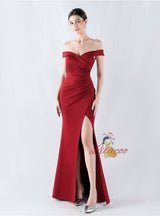 Mermaid Off the Shoulder Pleats Prom Dress
