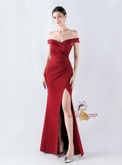 Mermaid Off the Shoulder Pleats Prom Dress