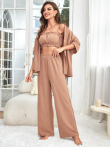 Solid Color Pajamas Three-piece Suit