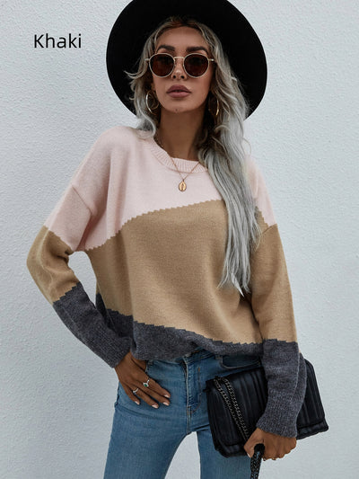 Loose Round Neck Striped Sweater