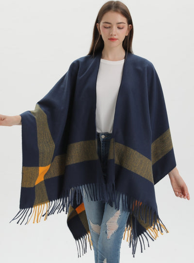 Knitted Double-sided Plaid Cashmere Shawl