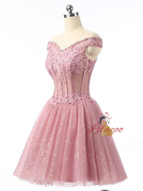 Pink Tulle Sequins Appliques Homecoming Dress