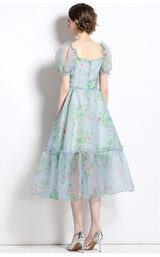 Palace Square Collar Bubble Sleeve Dress