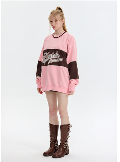 Loose Stitching Round Neck Top