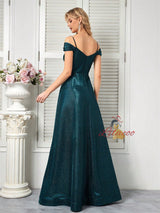 Green Spaghetti Straps Pleats Prom Dress