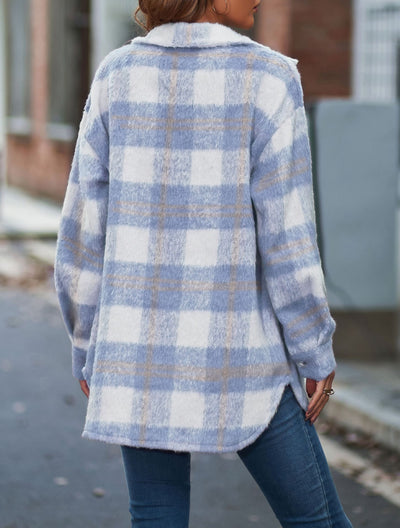Checked Button Thick Woolen coat