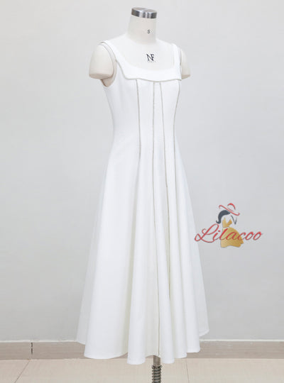 White Slim Sleeveless Dress