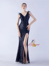 V-neck Sequins Mermaid Prom Dress