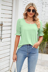 Square Neck Short Sleeve Loose T-shirt