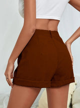 High Waist Corduroy Wide Leg Straight Shorts