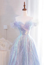 Purple Sequins Tulle Prom Dress