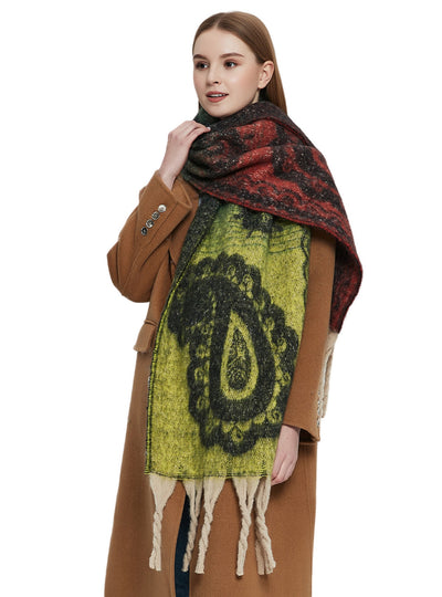 Thick Fringed Jacquard Scarf