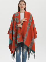 Double Tassels Increase Thick Split Cloak Shawl