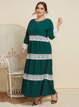 Lace Stitching Slim Long Sleeve Dress