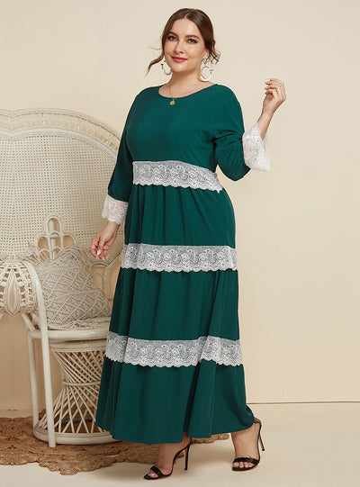 Lace Stitching Slim Long Sleeve Dress