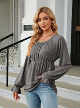 Round Neck Loose Long Sleeve T-shirt