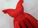 Red Satin Pleats Homecoming Dress