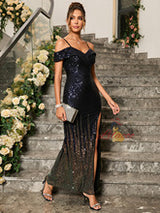 Mermaid Sequins Split Prom Dress