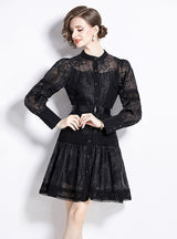 Lantern Sleeve Short Dress