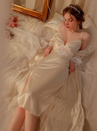 Sexy Satin Chest Pad Slit Nightdress