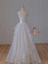 White Tulle Bow Wedding Dress