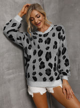 Autumn and Winter Leopard Print Sweater