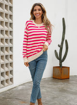 Pullover Striped Round Neck Shirt Sweater