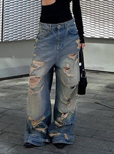 Loose Low-waisted Holes Jeans