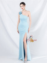 Mermaid One Shoulder Split Prom Dress