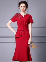 Black Mermaid Appliques Mother Of The Bride Dress