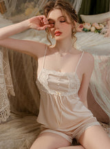 Lace Chest Covering Pajamas Shorts Suit