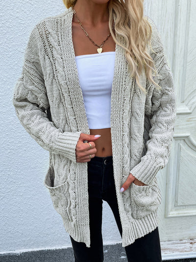 Loose Medium and Long Twisted Rope Knitted Cardigan Jacket