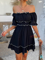 Solid Color Short-sleeved Dress