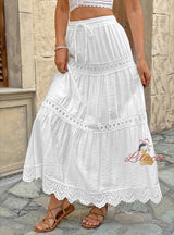 A-line Leisure Seaside Holiday Skirt