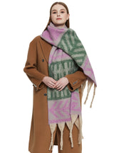 Women Thick Fringed Leaf Scarf