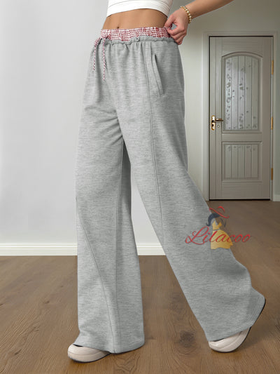 Contrast Stitching Straight Casual Pants