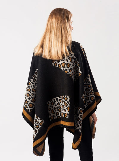 Ladies Leopard Cashmere Scarf Cloak