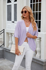 Solid Color Medium Sleeve Knitted Jacket