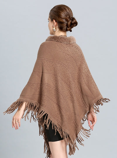 Knitted Tassel Pullover Cloak Shawl Coat