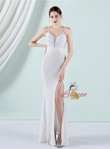 Burgundy Mermaid Sequins Spaghetti Straps Prom Dress