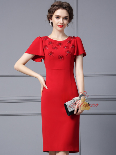 Red Beading Mother Of The Bride Dress